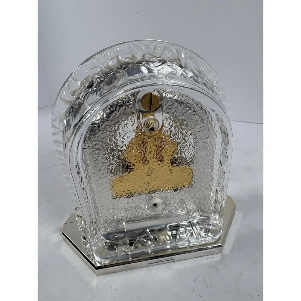 Linden Quartz Crystal Skeleton Mantel Clock Glass Arch Gold Tone Japan Works